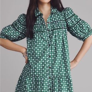 Maeve Green and Purple Geometric Dress